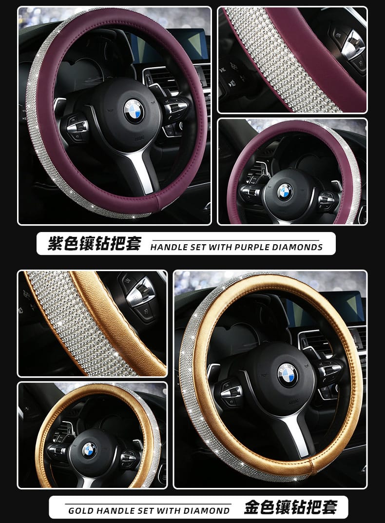 Diamond Steering Wheel Cover for Women | Bling Crystal Car Accessory – 9 Colors, 38cm Diamond Steering Wheel Cover for Women – Bling Crystal Car Accessory | 9 Colors