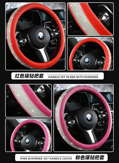 Diamond Steering Wheel Cover for Women | Bling Crystal Car Accessory – 9 Colors, 38cm Diamond Steering Wheel Cover for Women – Bling Crystal Car Accessory | 9 Colors