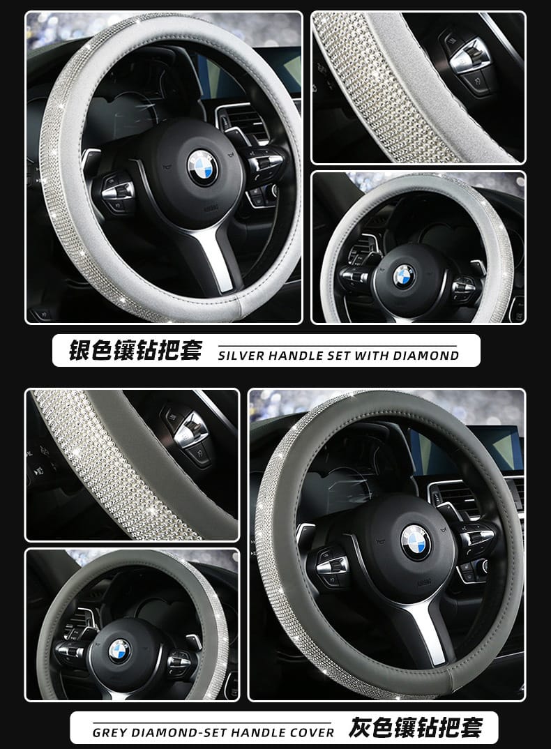Diamond Steering Wheel Cover for Women | Bling Crystal Car Accessory – 9 Colors, 38cm Diamond Steering Wheel Cover for Women – Bling Crystal Car Accessory | 9 Colors