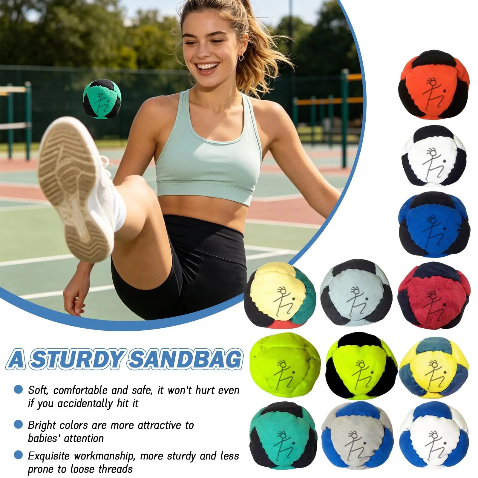 Handmade Hacky Sack Sand-Filled Footbag | 1, 3 & 5-Pack | Wahooly Dirtbag Handmade Hacky Sack | Sand-Filled Footbag for Adults – Assorted Colors