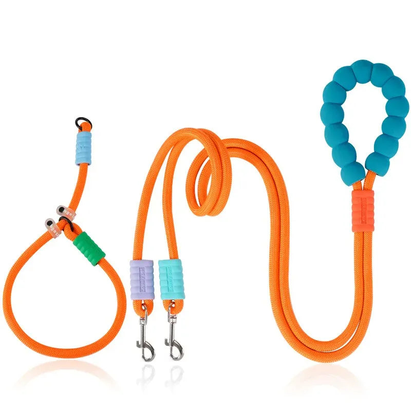 Double Dog Leash – Walk Two Dogs at Once with Coupler & P-Chain | Wahooly Double Dog Leash – Walk Two Dogs at Once with One-to-Two Coupler & P-Chain