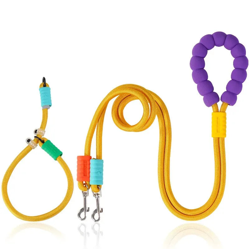 Double Dog Leash – Walk Two Dogs at Once with Coupler & P-Chain | Wahooly Double Dog Leash – Walk Two Dogs at Once with One-to-Two Coupler & P-Chain
