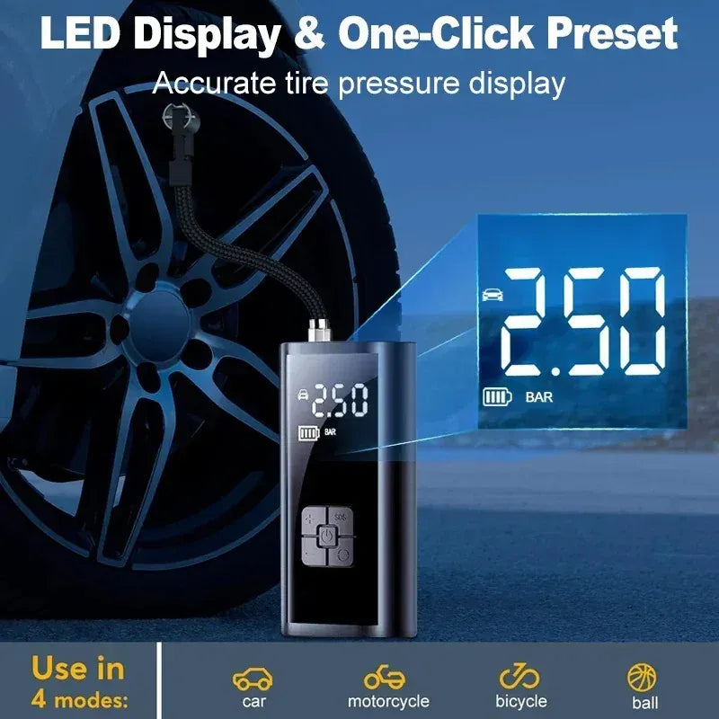 EAFC 150PSI Portable Tire Inflator – 6000mAh Rechargeable Wireless Air Compressor | Wahooly EAFC Portable Tire Inflator – 6000mAh Rechargeable 150PSI Wireless Air Compressor for Car, Bike & More