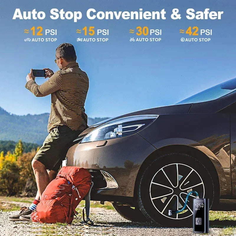 EAFC 150PSI Portable Tire Inflator – 6000mAh Rechargeable Wireless Air Compressor | Wahooly EAFC Portable Tire Inflator – 6000mAh Rechargeable 150PSI Wireless Air Compressor for Car, Bike & More