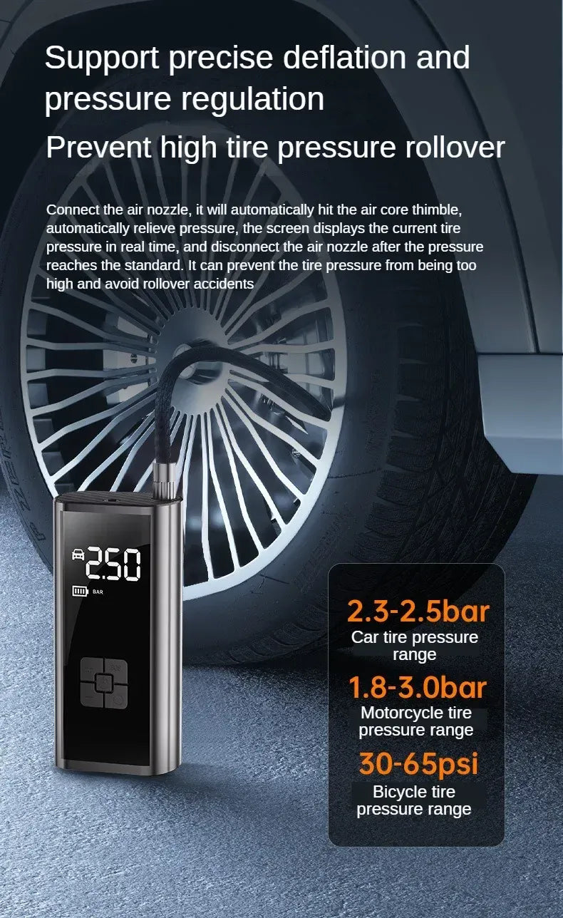 EAFC 150PSI Portable Tire Inflator – 6000mAh Rechargeable Wireless Air Compressor | Wahooly EAFC Portable Tire Inflator – 6000mAh Rechargeable 150PSI Wireless Air Compressor for Car, Bike & More