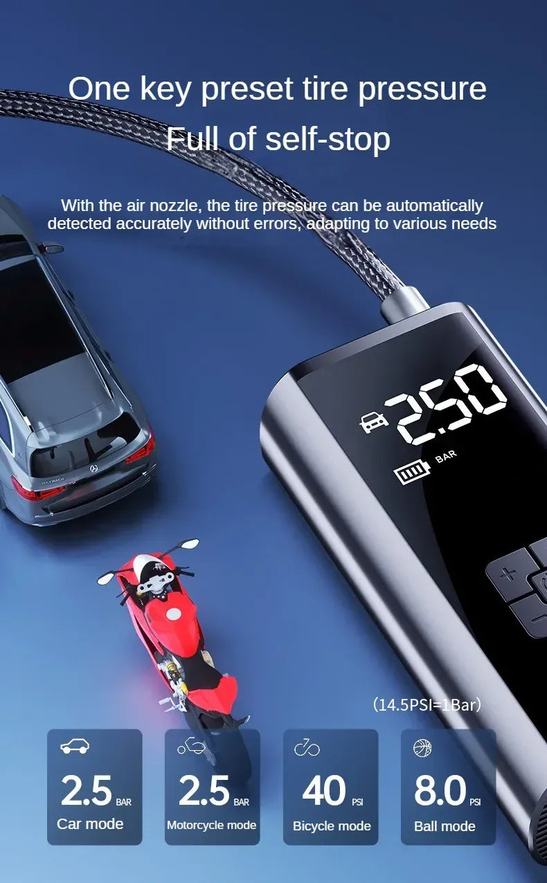 EAFC 150PSI Portable Tire Inflator – 6000mAh Rechargeable Wireless Air Compressor | Wahooly EAFC Portable Tire Inflator – 6000mAh Rechargeable 150PSI Wireless Air Compressor for Car, Bike & More