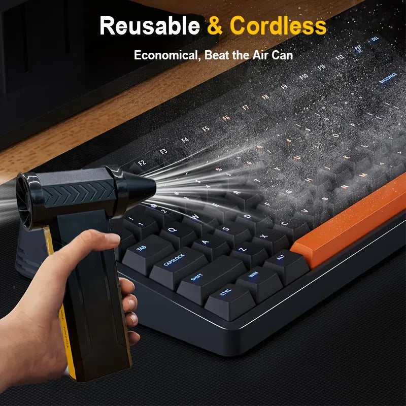 Electric Air Duster 160,000RPM Brushless Turbo | 200W 60m/s | USB-C Rechargeable Dust Blower for PC, Camera & More Electric Air Duster — 160,000RPM Brushless Turbo Fan | 200W, 60m/s Wind Speed | USB-C Rechargeable Dust Blower