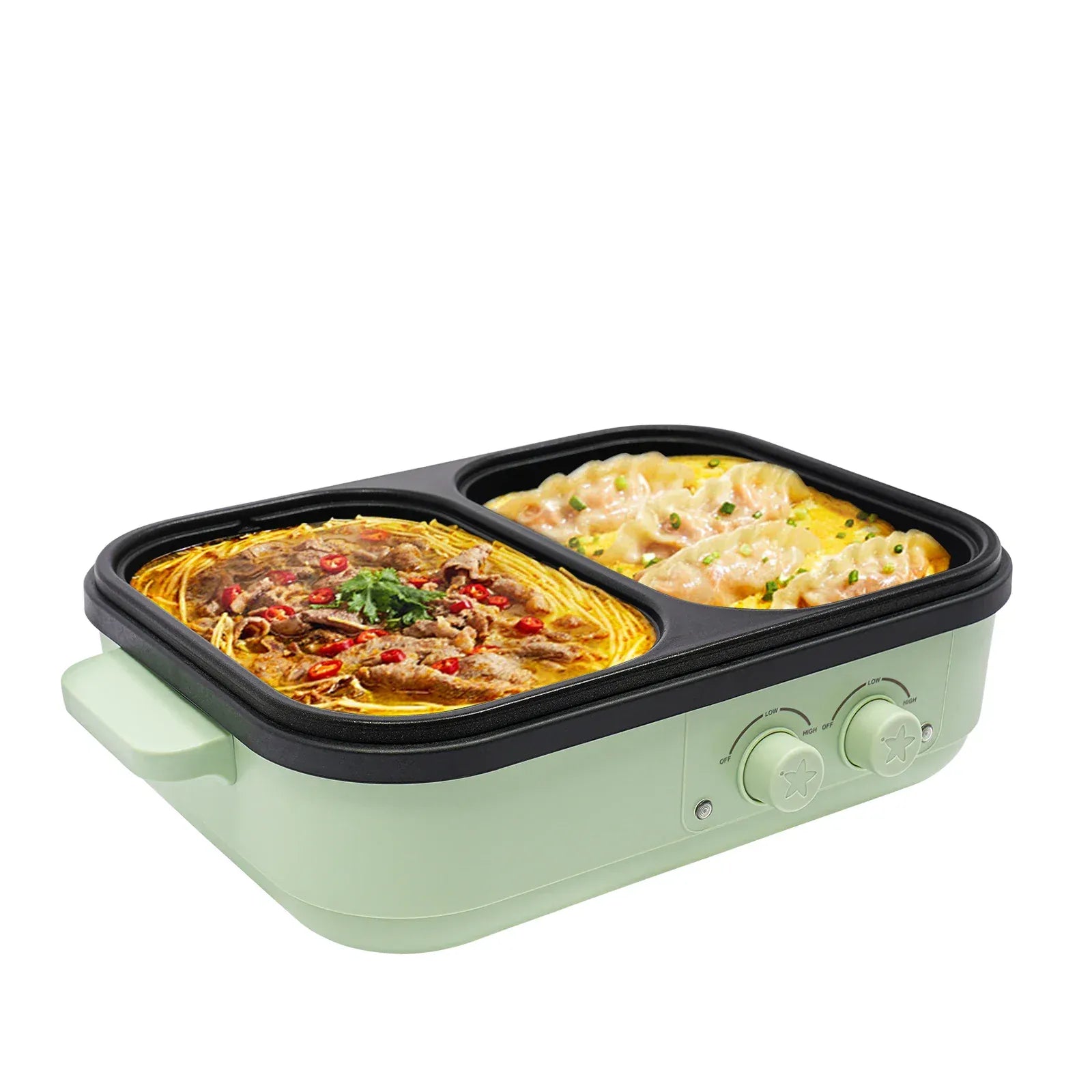 Electric Hot Pot With Grill Area Multi-purpose Hot Pot 2-In-1 Dual Temperature Control Electric Hot Pot With Grill Area Multi-purpose Hot Pot 2-In-1 Dual Temperature Control