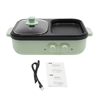 Electric Hot Pot With Grill Area Multi-purpose Hot Pot 2-In-1 Dual Temperature Control Electric Hot Pot With Grill Area Multi-purpose Hot Pot 2-In-1 Dual Temperature Control