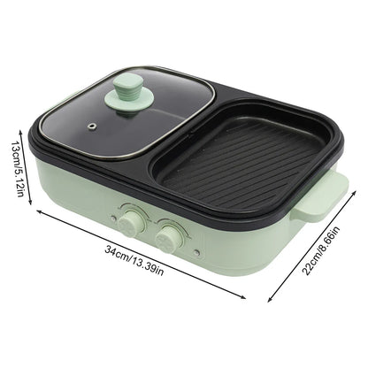 Electric Hot Pot With Grill Area Multi-purpose Hot Pot 2-In-1 Dual Temperature Control Electric Hot Pot With Grill Area Multi-purpose Hot Pot 2-In-1 Dual Temperature Control