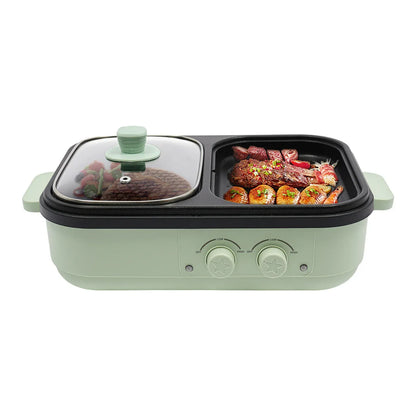 Electric Hot Pot With Grill Area Multi-purpose Hot Pot 2-In-1 Dual Temperature Control Electric Hot Pot With Grill Area Multi-purpose Hot Pot 2-In-1 Dual Temperature Control