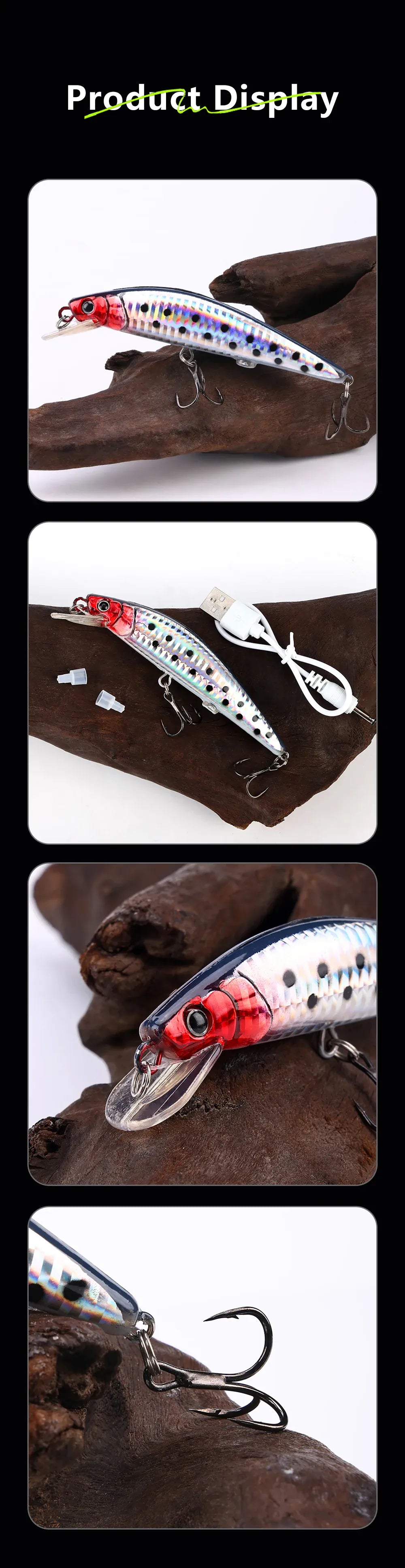 Electric LED Fishing Lure USB Rechargeable Vibrating Bait – Wahooly Electric LED Fishing Lure – USB Rechargeable, Life-Like Vibrating Bait