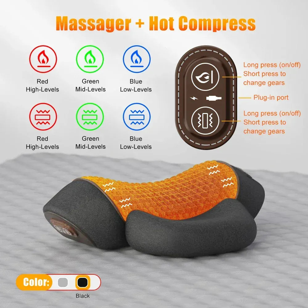Electric Neck Massager Pillow Cervical Stretcher Heating Vibration Massage Back Traction Orthopedic Sleeping Pillows Support Electric Neck Massager Pillow Cervical Stretcher Heating Vibration Massage Back Traction Orthopedic Sleeping Pillows Support