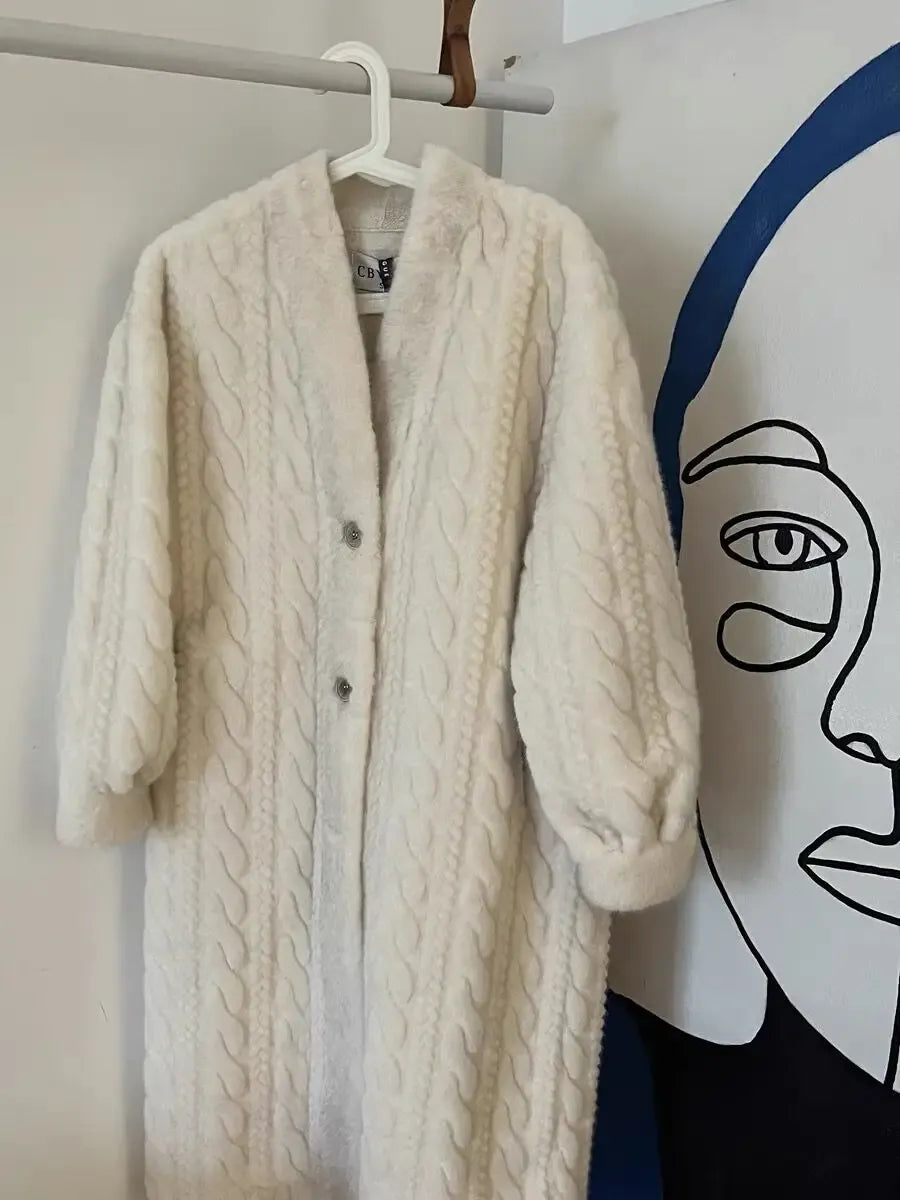 Elegant Faux Mink Fur Long Coats Winter Warm Thicken Cotton Padded Lined Jackets Women Single Breasted Loose Abrigos Tops Elegant Faux Mink Fur Long Coats Winter Warm Thicken Cotton Padded Lined Jackets Women Single Breasted Loose Abrigos Tops