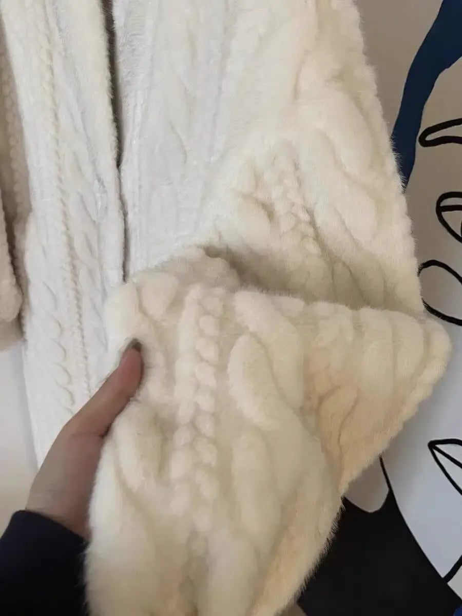 Elegant Faux Mink Fur Long Coats Winter Warm Thicken Cotton Padded Lined Jackets Women Single Breasted Loose Abrigos Tops Elegant Faux Mink Fur Long Coats Winter Warm Thicken Cotton Padded Lined Jackets Women Single Breasted Loose Abrigos Tops