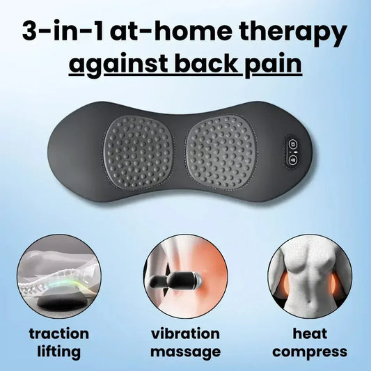 3-in-1 Back Massager with Heat & Vibration | Lower Back Pain Relief Emeka 3-in-1 Back Massager Heat Vibration for Back Pain Relief Herniated Disc Stretch Support Traction Lower Back Massage Pillow