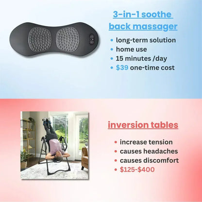 3-in-1 Back Massager with Heat & Vibration | Lower Back Pain Relief Emeka 3-in-1 Back Massager Heat Vibration for Back Pain Relief Herniated Disc Stretch Support Traction Lower Back Massage Pillow