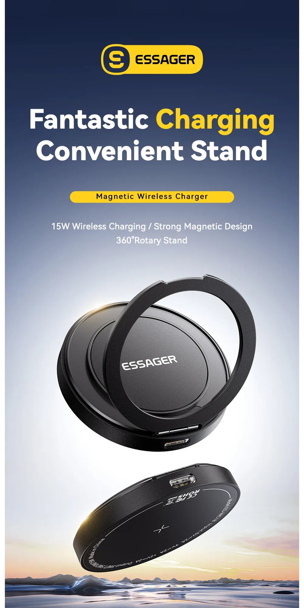 Essager 15W Magnetic Wireless Charger – Fast Charging Pad for iPhone 12-15 & AirPods | Wahooly Essager 15W Magnetic Wireless Charger – MagSafe-Style Fast Charging Pad for iPhone 12-15 & AirPods