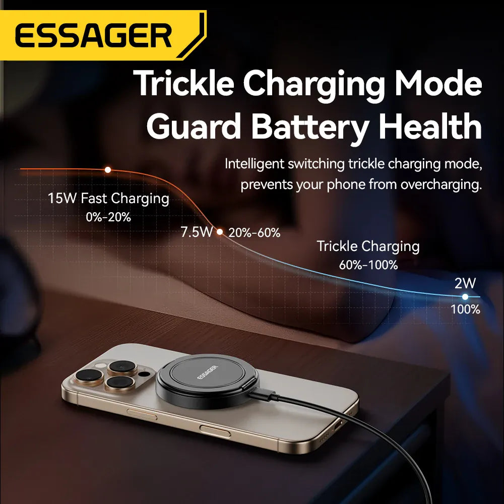 Essager 15W Magnetic Wireless Charger – Fast Charging Pad for iPhone 12-15 & AirPods | Wahooly Essager 15W Magnetic Wireless Charger – MagSafe-Style Fast Charging Pad for iPhone 12-15 & AirPods