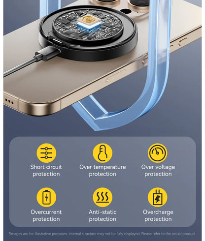 Essager 15W Magnetic Wireless Charger – Fast Charging Pad for iPhone 12-15 & AirPods | Wahooly Essager 15W Magnetic Wireless Charger – MagSafe-Style Fast Charging Pad for iPhone 12-15 & AirPods