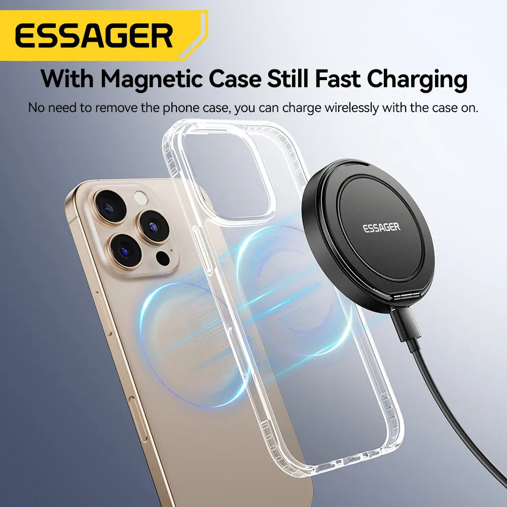 Essager 15W Magnetic Wireless Charger – Fast Charging Pad for iPhone 12-15 & AirPods | Wahooly Essager 15W Magnetic Wireless Charger – MagSafe-Style Fast Charging Pad for iPhone 12-15 & AirPods