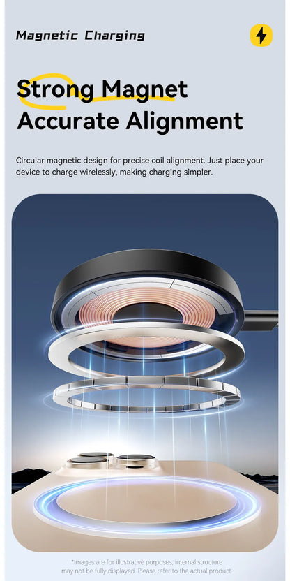Essager 15W Magnetic Wireless Charger – Fast Charging Pad for iPhone 12-15 & AirPods | Wahooly Essager 15W Magnetic Wireless Charger – MagSafe-Style Fast Charging Pad for iPhone 12-15 & AirPods