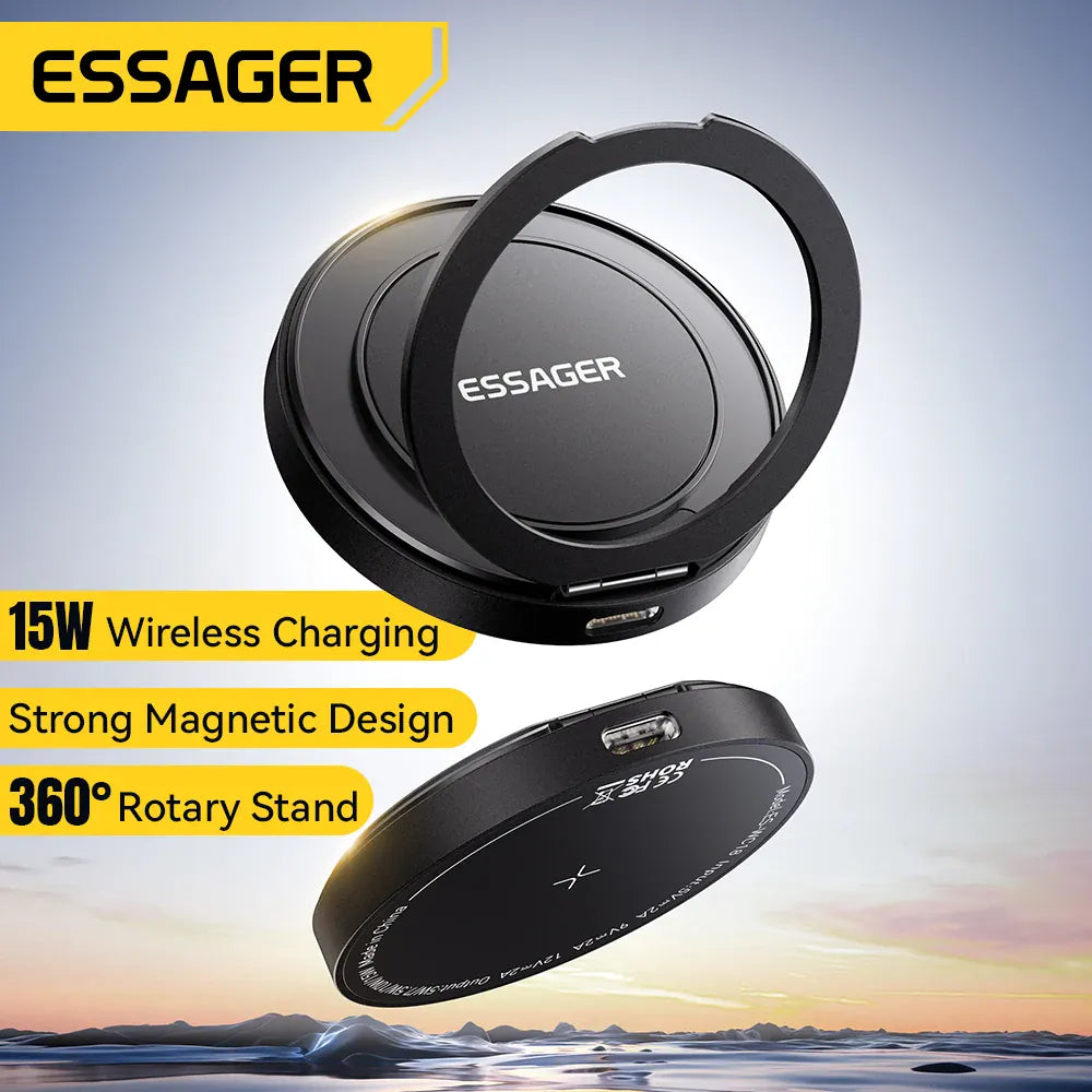 Essager 15W Magnetic Wireless Charger – Fast Charging Pad for iPhone 12-15 & AirPods | Wahooly Essager 15W Magnetic Wireless Charger – MagSafe-Style Fast Charging Pad for iPhone 12-15 & AirPods