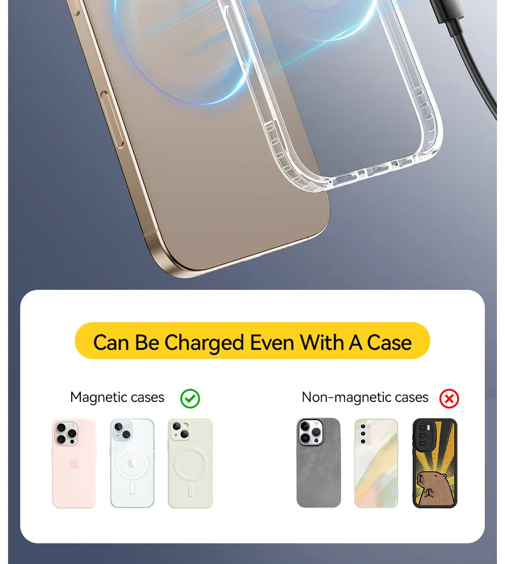 Essager 15W Magnetic Wireless Charger – Fast Charging Pad for iPhone 12-15 & AirPods | Wahooly Essager 15W Magnetic Wireless Charger – MagSafe-Style Fast Charging Pad for iPhone 12-15 & AirPods