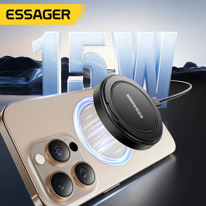 Essager 15W Magnetic Wireless Charger – Fast Charging Pad for iPhone 12-15 & AirPods | Wahooly Essager 15W Magnetic Wireless Charger – MagSafe-Style Fast Charging Pad for iPhone 12-15 & AirPods