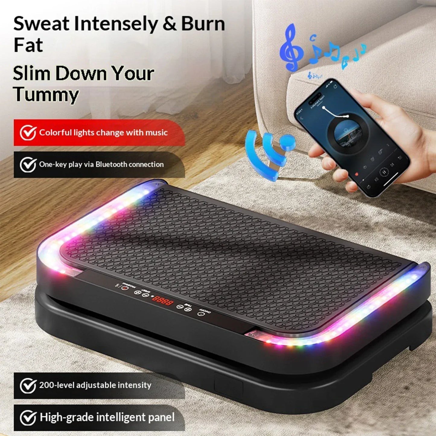 Exercise Vibration Plate with Rope Abdominal Workout Equipment 200 Modes Whole Body Vibrate Fitness Platform for Home Office Exercise Vibration Plate with Rope Abdominal Workout Equipment 200 Modes Whole Body Vibrate Fitness Platform for Home Office