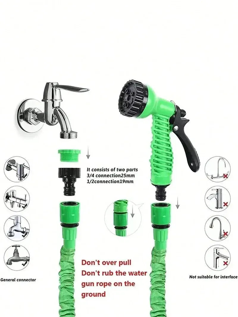 Expandable Magic Garden Hose 25–100FT — Kink-Free & Lightweight | Wahooly Expandable Magic Garden Hose — Lightweight Kink-Free Water Pipe for Watering & Car Washing (25–100FT)