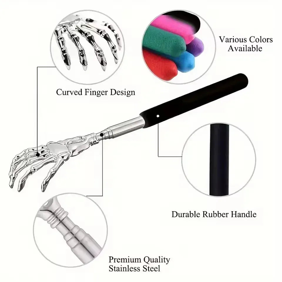 Extendable Back Scratcher with Soft Grip | Wahooly Extendable Stainless Steel Back Scratcher with Soft-Grip Handle