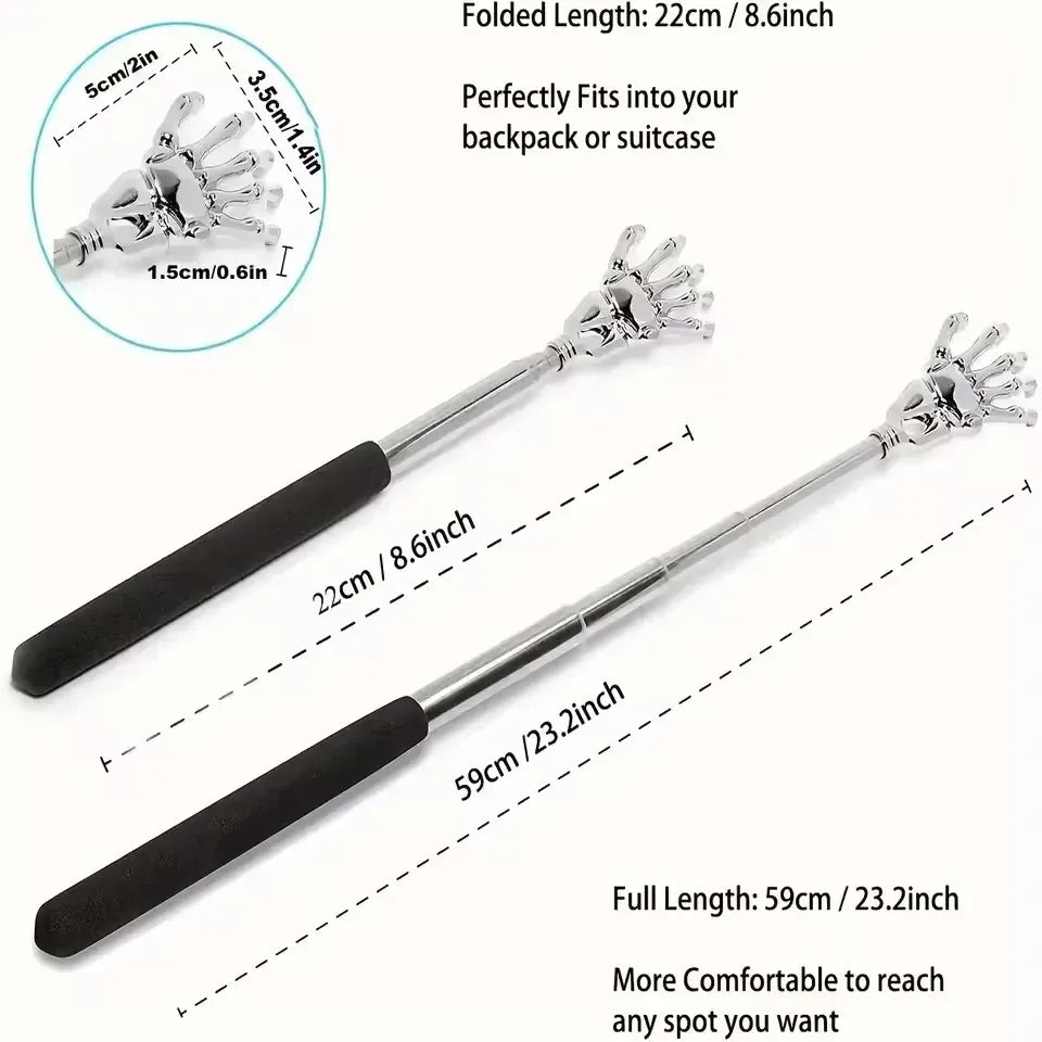 Extendable Back Scratcher with Soft Grip | Wahooly Extendable Stainless Steel Back Scratcher with Soft-Grip Handle