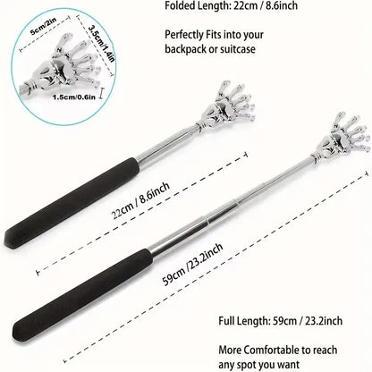 Extendable Back Scratcher with Soft Grip | Wahooly Extendable Stainless Steel Back Scratcher with Soft-Grip Handle