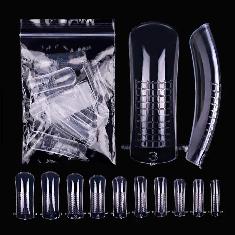 Quick Building Gel Mold Tips 60pcs - Nail Extension Forms | Wahooly Extension False Nails Art Tips Acrylic Fake Finger Gel Polish Mold Sculpted Full Cover Press on Nails Manicures Accessories Tool