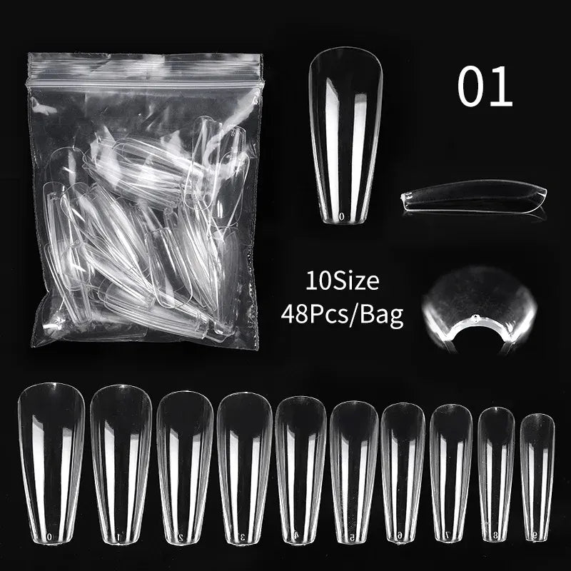 Quick Building Gel Mold Tips 60pcs - Nail Extension Forms | Wahooly Extension False Nails Art Tips Acrylic Fake Finger Gel Polish Mold Sculpted Full Cover Press on Nails Manicures Accessories Tool