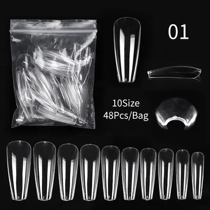 Quick Building Gel Mold Tips 60pcs - Nail Extension Forms | Wahooly Extension False Nails Art Tips Acrylic Fake Finger Gel Polish Mold Sculpted Full Cover Press on Nails Manicures Accessories Tool
