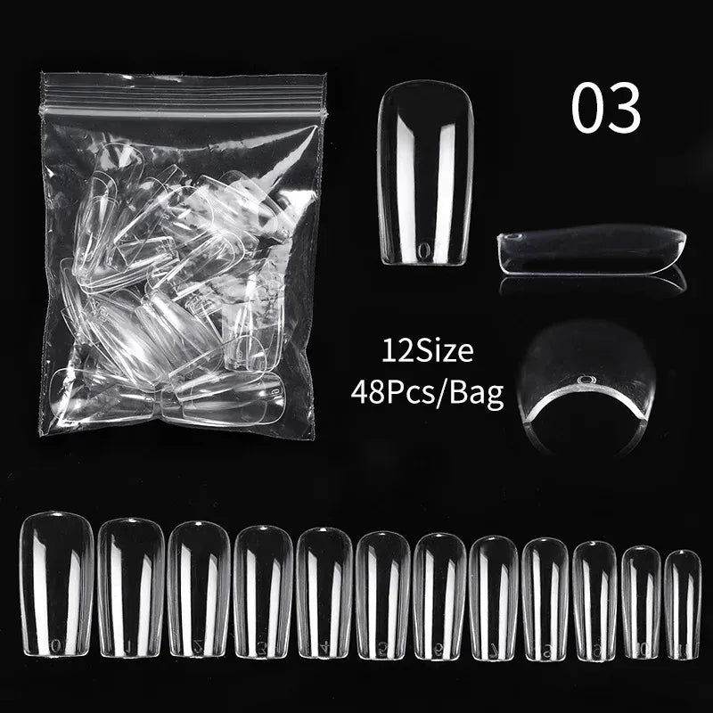Quick Building Gel Mold Tips 60pcs - Nail Extension Forms | Wahooly Extension False Nails Art Tips Acrylic Fake Finger Gel Polish Mold Sculpted Full Cover Press on Nails Manicures Accessories Tool