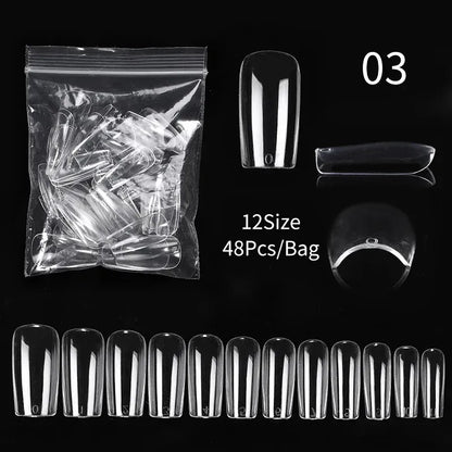Quick Building Gel Mold Tips 60pcs - Nail Extension Forms | Wahooly Extension False Nails Art Tips Acrylic Fake Finger Gel Polish Mold Sculpted Full Cover Press on Nails Manicures Accessories Tool