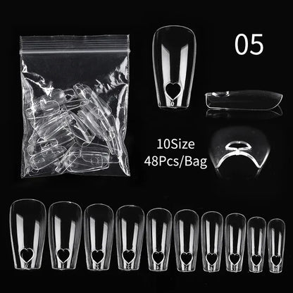 Quick Building Gel Mold Tips 60pcs - Nail Extension Forms | Wahooly Extension False Nails Art Tips Acrylic Fake Finger Gel Polish Mold Sculpted Full Cover Press on Nails Manicures Accessories Tool