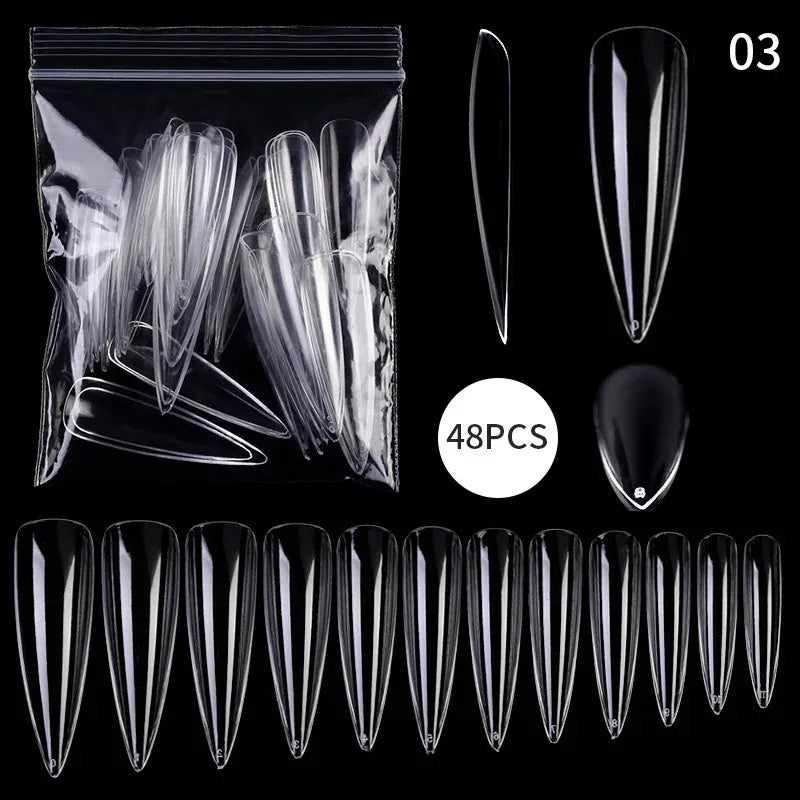 Quick Building Gel Mold Tips 60pcs - Nail Extension Forms | Wahooly Extension False Nails Art Tips Acrylic Fake Finger Gel Polish Mold Sculpted Full Cover Press on Nails Manicures Accessories Tool
