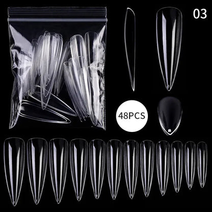 Quick Building Gel Mold Tips 60pcs - Nail Extension Forms | Wahooly Extension False Nails Art Tips Acrylic Fake Finger Gel Polish Mold Sculpted Full Cover Press on Nails Manicures Accessories Tool