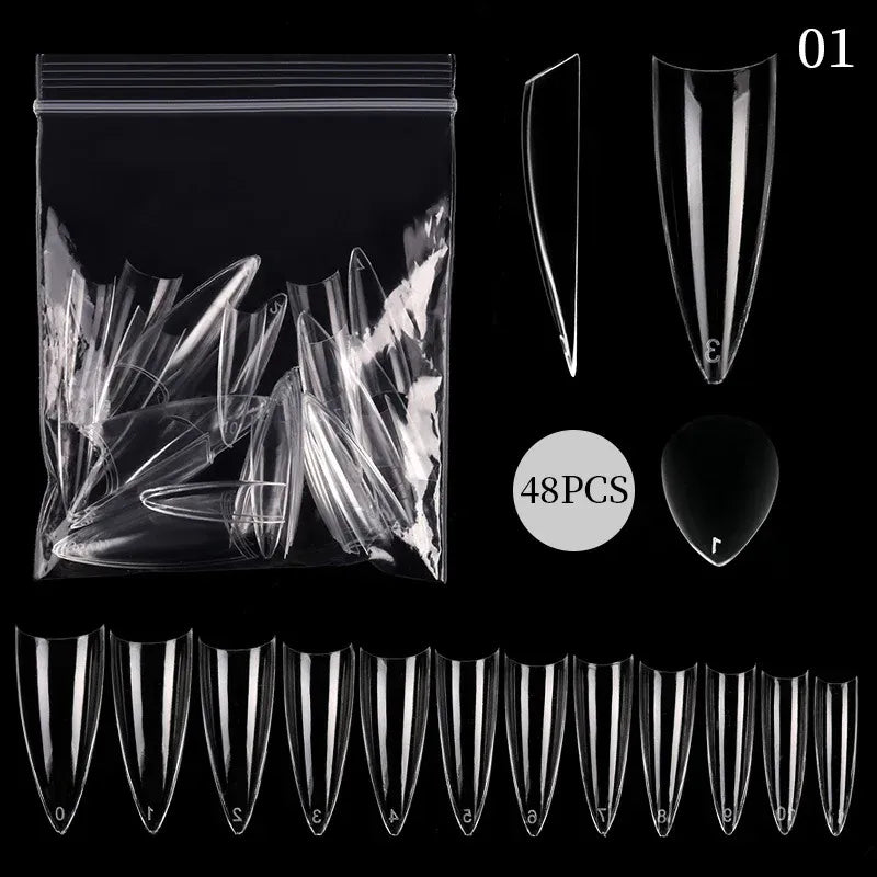 Quick Building Gel Mold Tips 60pcs - Nail Extension Forms | Wahooly Extension False Nails Art Tips Acrylic Fake Finger Gel Polish Mold Sculpted Full Cover Press on Nails Manicures Accessories Tool