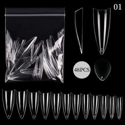 Quick Building Gel Mold Tips 60pcs - Nail Extension Forms | Wahooly Extension False Nails Art Tips Acrylic Fake Finger Gel Polish Mold Sculpted Full Cover Press on Nails Manicures Accessories Tool