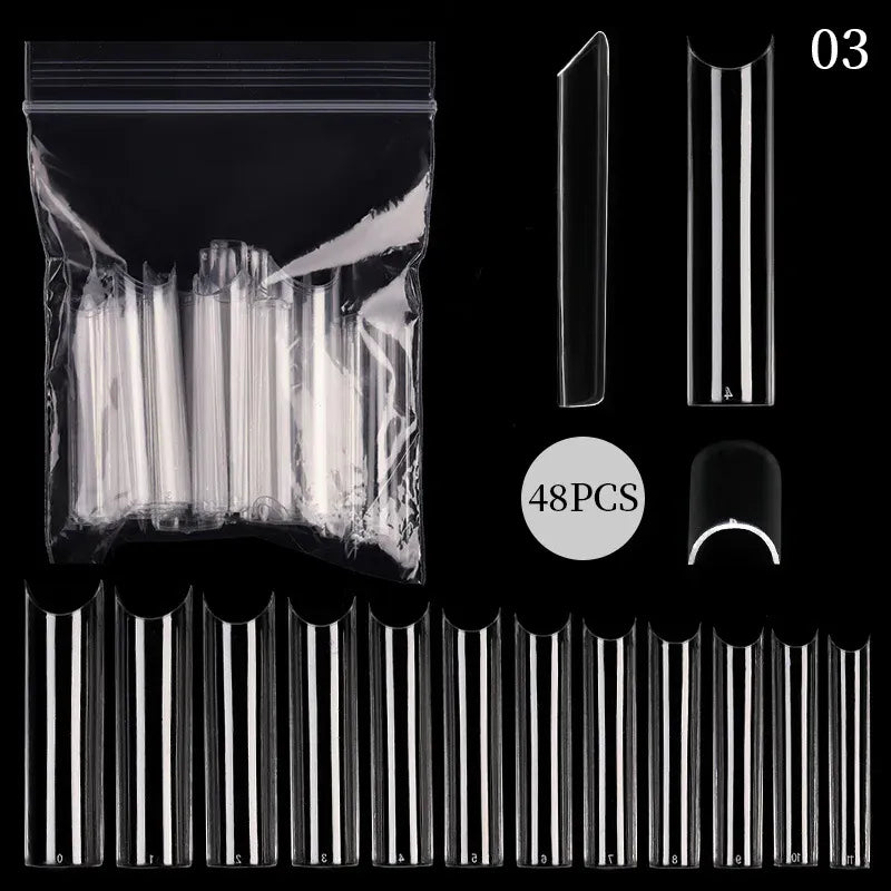 Quick Building Gel Mold Tips 60pcs - Nail Extension Forms | Wahooly Extension False Nails Art Tips Acrylic Fake Finger Gel Polish Mold Sculpted Full Cover Press on Nails Manicures Accessories Tool