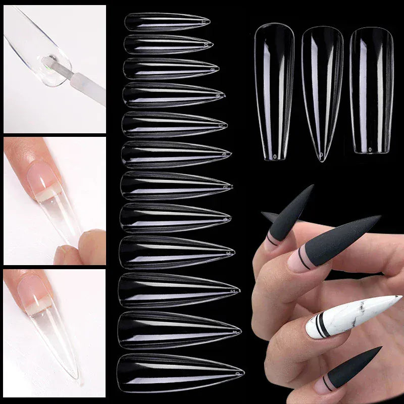 Quick Building Gel Mold Tips 60pcs - Nail Extension Forms | Wahooly Extension False Nails Art Tips Acrylic Fake Finger Gel Polish Mold Sculpted Full Cover Press on Nails Manicures Accessories Tool
