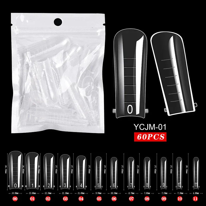 Quick Building Gel Mold Tips 60pcs - Nail Extension Forms | Wahooly Extension False Nails Art Tips Acrylic Fake Finger Gel Polish Mold Sculpted Full Cover Press on Nails Manicures Accessories Tool
