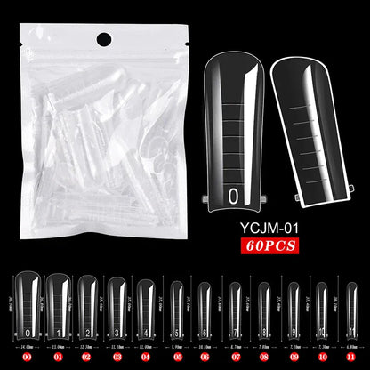 Quick Building Gel Mold Tips 60pcs - Nail Extension Forms | Wahooly Extension False Nails Art Tips Acrylic Fake Finger Gel Polish Mold Sculpted Full Cover Press on Nails Manicures Accessories Tool