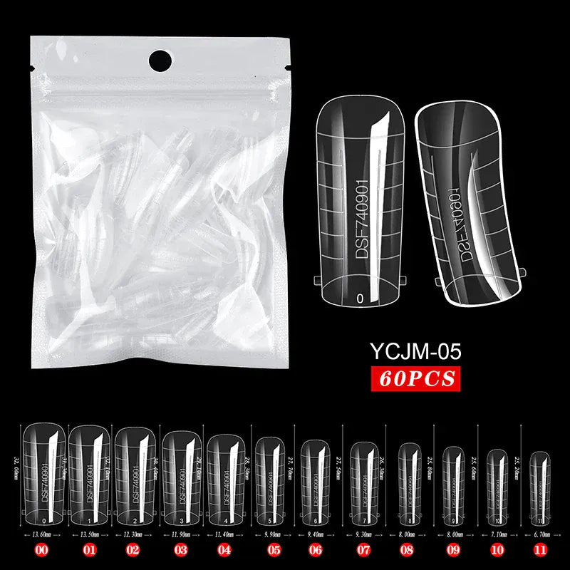 Quick Building Gel Mold Tips 60pcs - Nail Extension Forms | Wahooly Extension False Nails Art Tips Acrylic Fake Finger Gel Polish Mold Sculpted Full Cover Press on Nails Manicures Accessories Tool