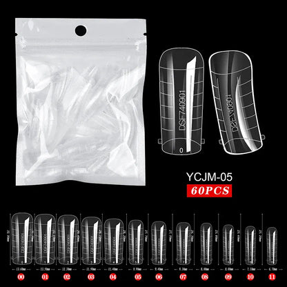 Quick Building Gel Mold Tips 60pcs - Nail Extension Forms | Wahooly Extension False Nails Art Tips Acrylic Fake Finger Gel Polish Mold Sculpted Full Cover Press on Nails Manicures Accessories Tool